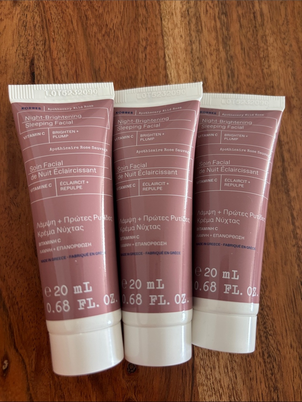 Korres Night-Brightening Sleeping Facial Tubes in Dusty Rose
